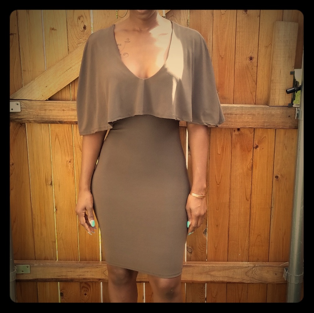 Olive Cape bodycon dress